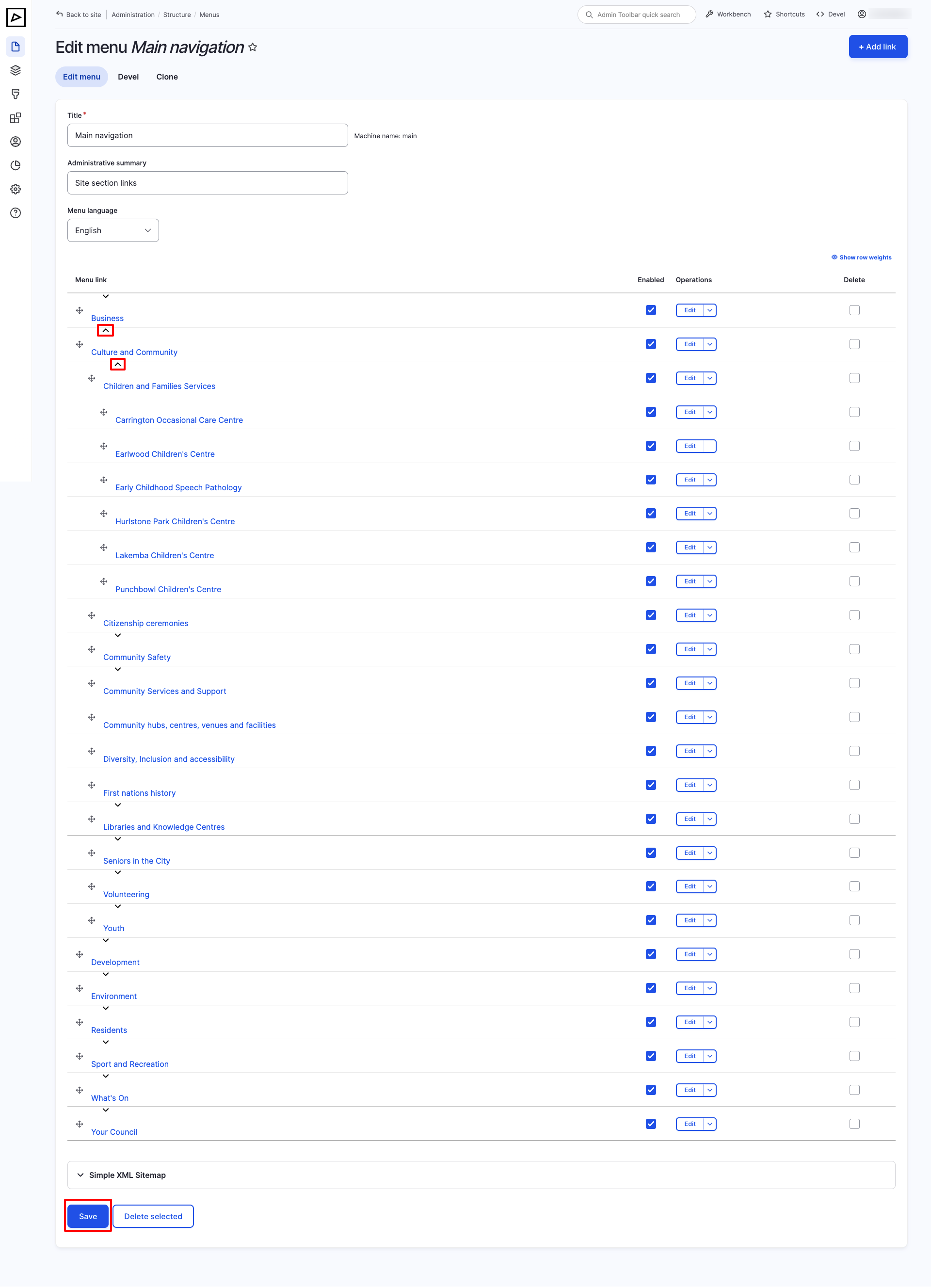 Menu - Structure - Expanded